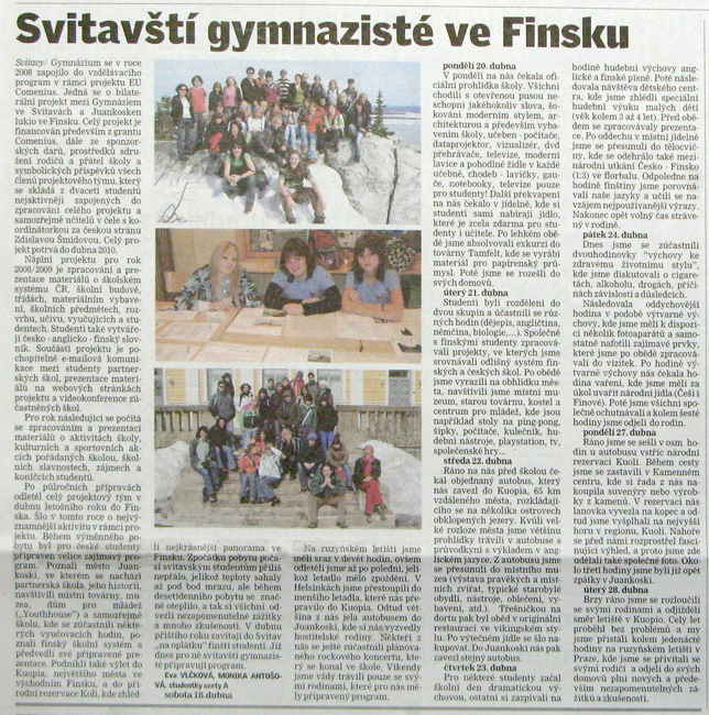 O projektu ve finských novinách.