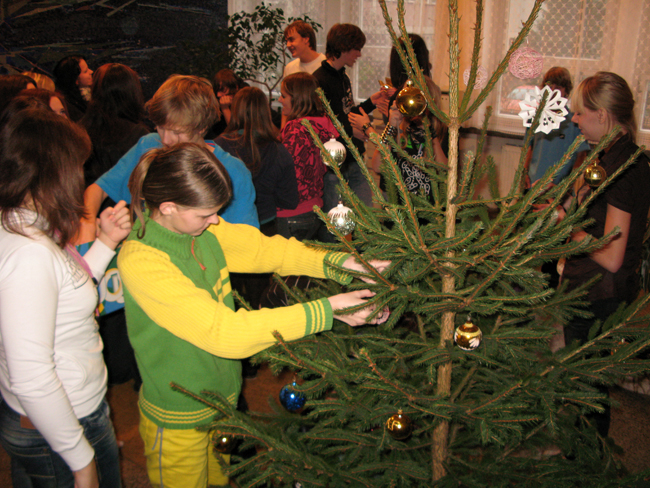 Å kolnÃ­ vÃ¡noÄnÃ­ stromek letos zdobili studenti 1. B