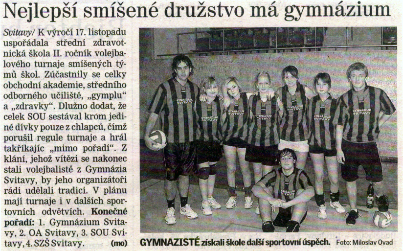 Článek z novin Svitavský deník (24.11.2007)