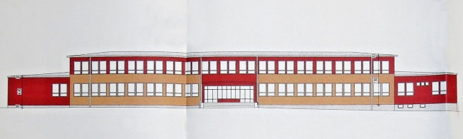 Oficiální barevné řešení budovy (podle verze projektu z roku 2007).